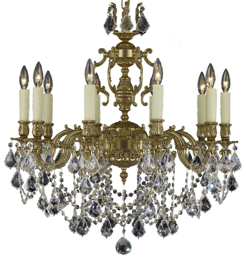 American Brass & Crystal CH9562-A-03G-PI Ten Light Chandelier, French Gold Glossy