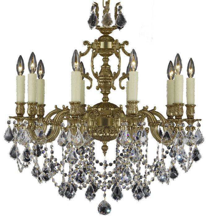 American Brass & Crystal CH9562-A-03G-PI Ten Light Chandelier, French Gold Glossy