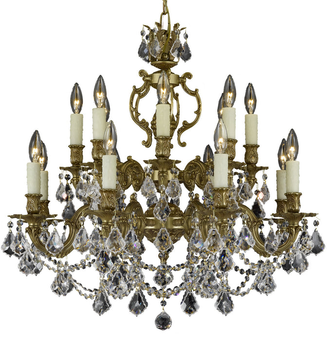 American Brass & Crystal CH9572-A-03G-PI 16 Light Chandelier, French Gold Glossy