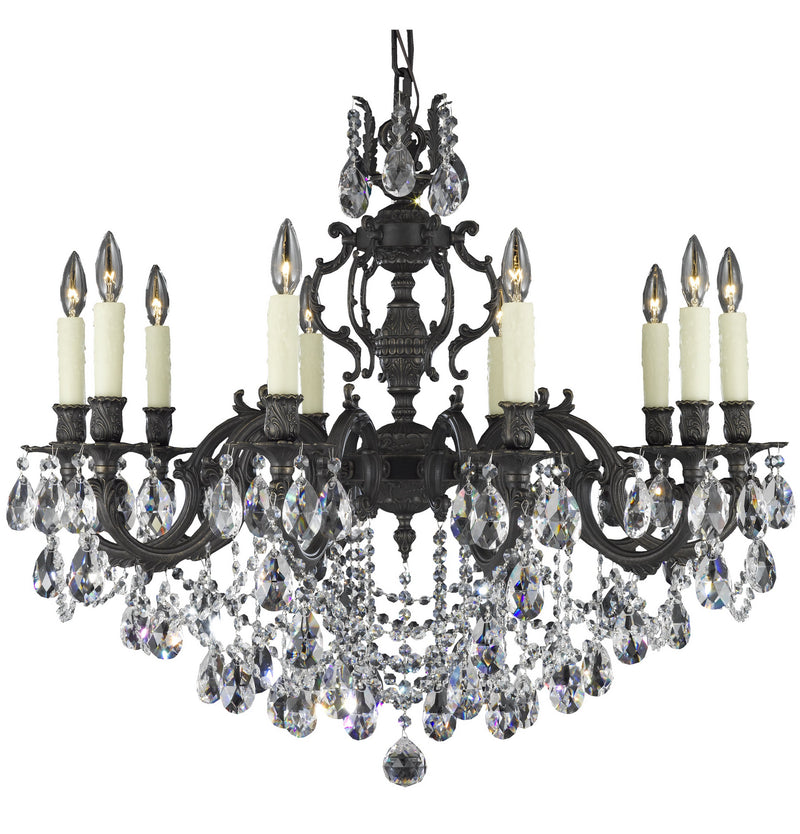 American Brass & Crystal CH9578-O-23S-PI Ten Light Chandelier, Empire Bronze