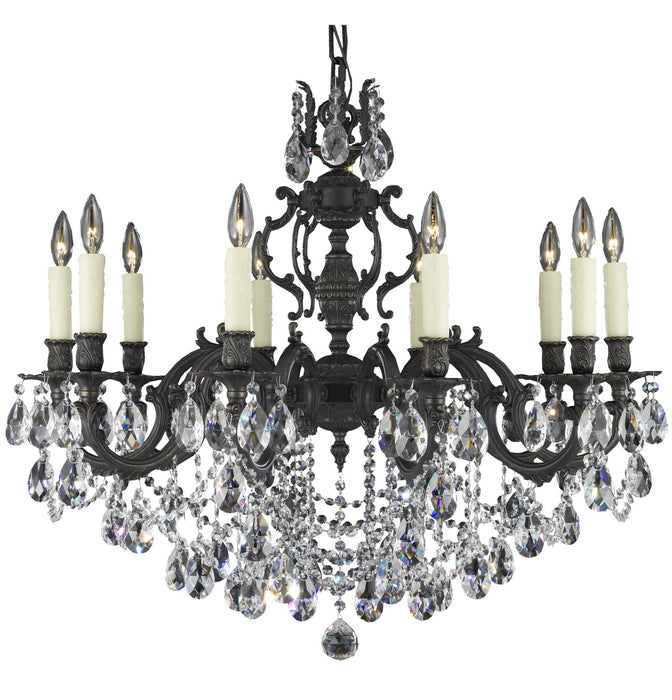 American Brass & Crystal CH9578-O-23S-PI Ten Light Chandelier, Empire Bronze