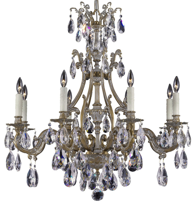 American Brass & Crystal CH9633-O-04G-PI Eight Light Chandelier, Antique White Glossy