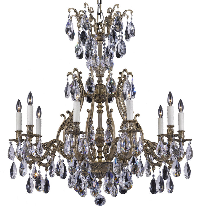 American Brass & Crystal CH9634-O-02G-PI Ten Light Chandelier, Antique Black Glossy