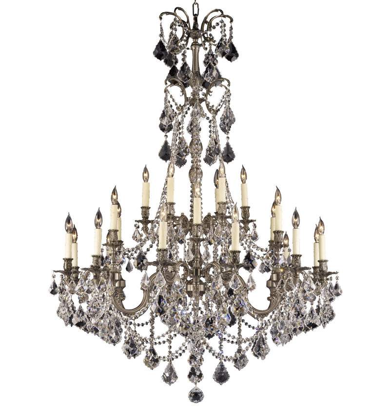 American Brass & Crystal CH9866-A-10G-PI 24 Light Chandelier, Antique Silver
