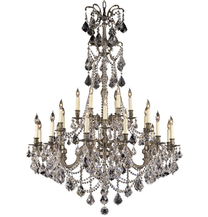 American Brass & Crystal CH9866-A-10G-PI 24 Light Chandelier, Antique Silver