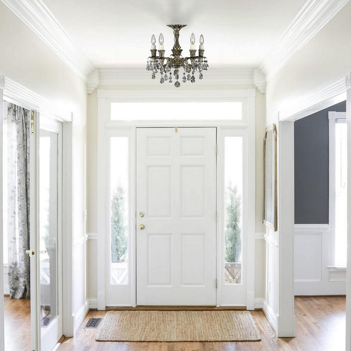 American Brass & Crystal FM2015-O-02G-PI Five Light Semi-Flush Mount, Antique Black Glossy