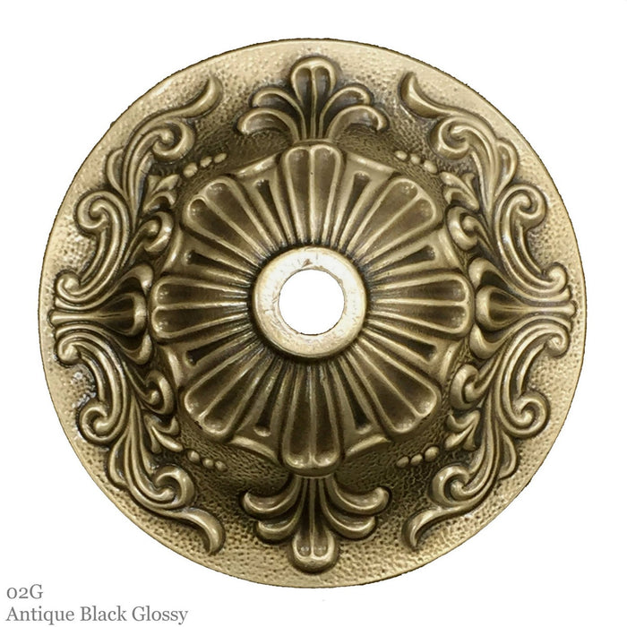 American Brass & Crystal FM2015-O-02G-PI Five Light Semi-Flush Mount, Antique Black Glossy