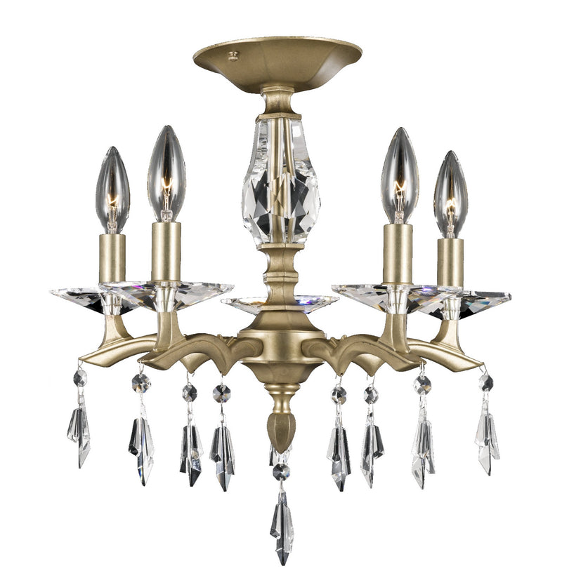 American Brass & Crystal FM5522-G-36G-ST Five Light Flush Mount, Old Brass