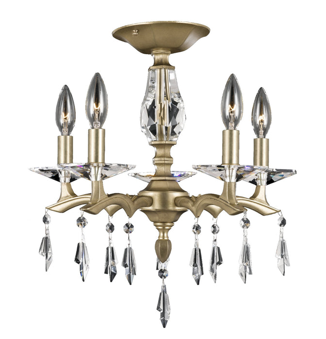 American Brass & Crystal FM5522-G-36G-ST Five Light Flush Mount, Old Brass