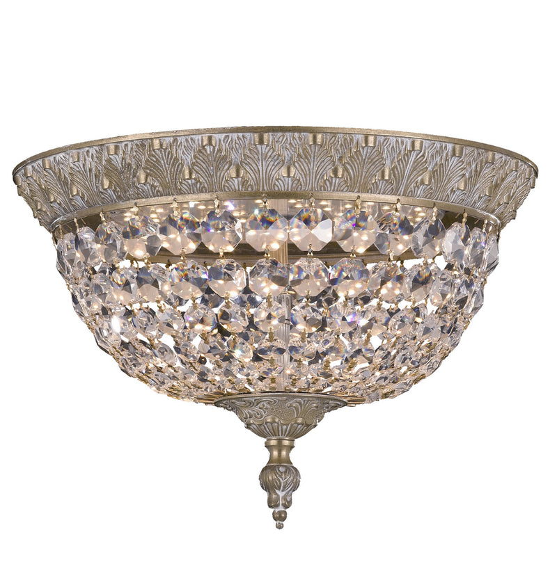 American Brass & Crystal FM8612-P-04G LED Flush Mount, Antique White Glossy