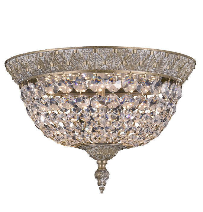American Brass & Crystal FM8612-P-04G LED Flush Mount, Antique White Glossy