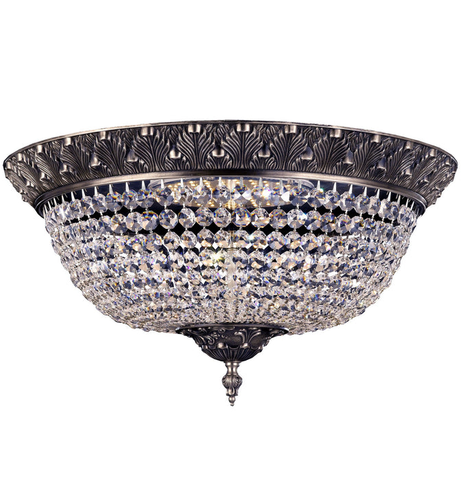 American Brass & Crystal FM8622-P-10G LED Flush Mount, Antique Silver