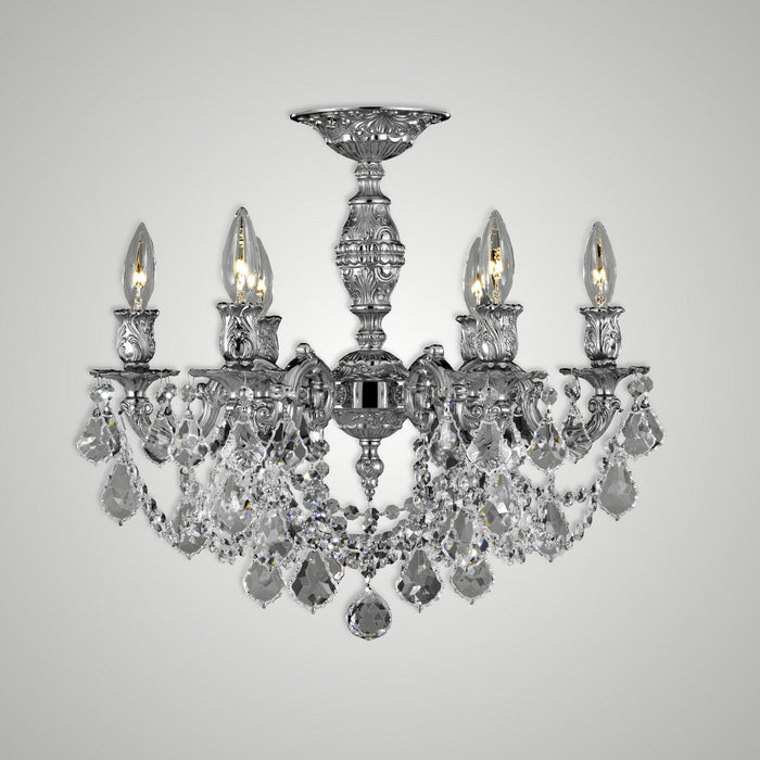 American Brass & Crystal FM9521-A-08G Six Light Semi-Flush Mount, Silver