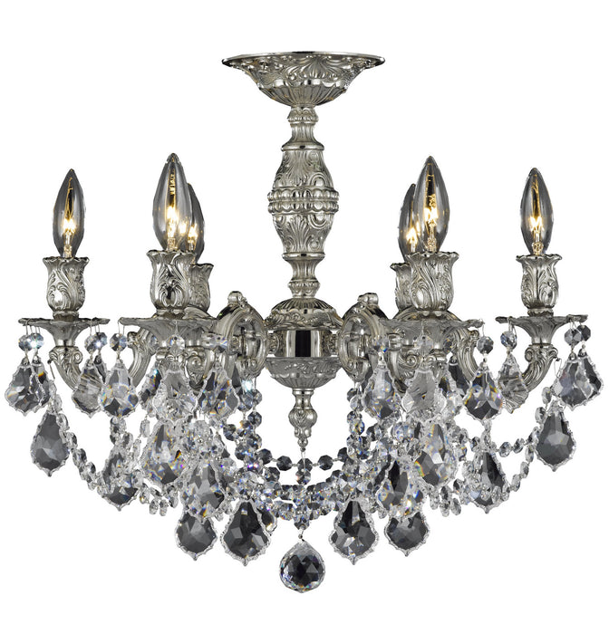 American Brass & Crystal FM9521-A-08G Six Light Semi-Flush Mount, Silver