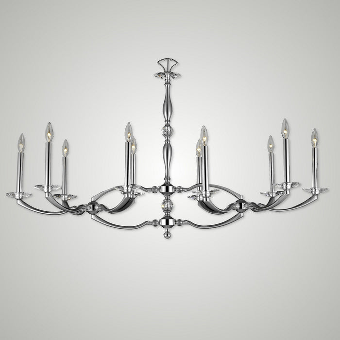 American Brass & Crystal IL5347-37G-38G-ST Ten Light Linear Chandelier, Pewter with Polished Nickel