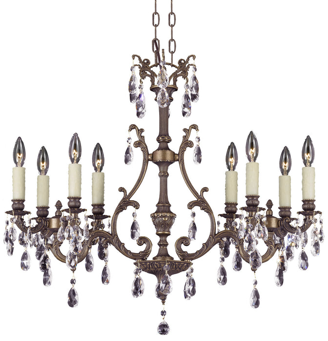 American Brass & Crystal IL9671-2-O-21S-PI Eight Light Island Pendant, Palace Bronze