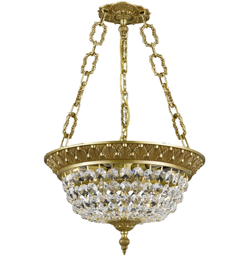 American Brass & Crystal PD8212-P-03G Three Light Pendant, French Gold Glossy