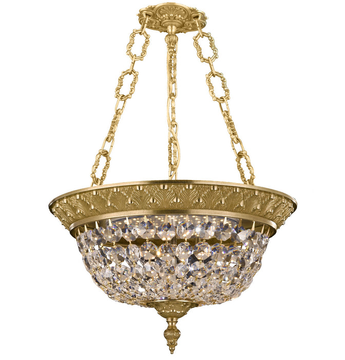 American Brass & Crystal PD8215-P-16G Three Light Pendant, True Brass