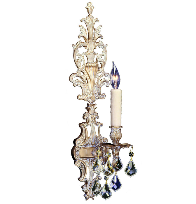 American Brass & Crystal WS9484-A-04G-PI One Light Wall Sconce, Antique White Glossy