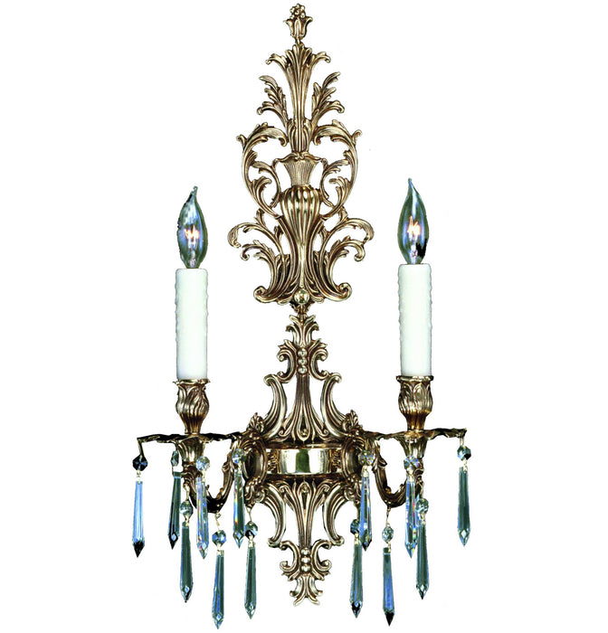 American Brass & Crystal WS9485-U-01G-PI Two Light Wall Sconce, Polished Brass w/Umber Inlay