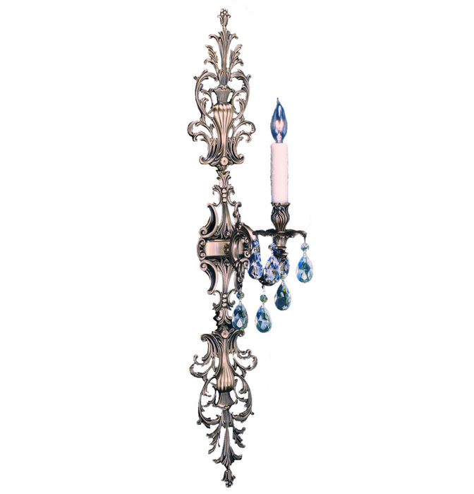 American Brass & Crystal WS9487-O-02G-PI One Light Wall Sconce, Antique Black Glossy
