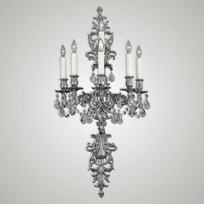 American Brass & Crystal WS9491-A-08G-PI Six Light Wall Sconce, Silver