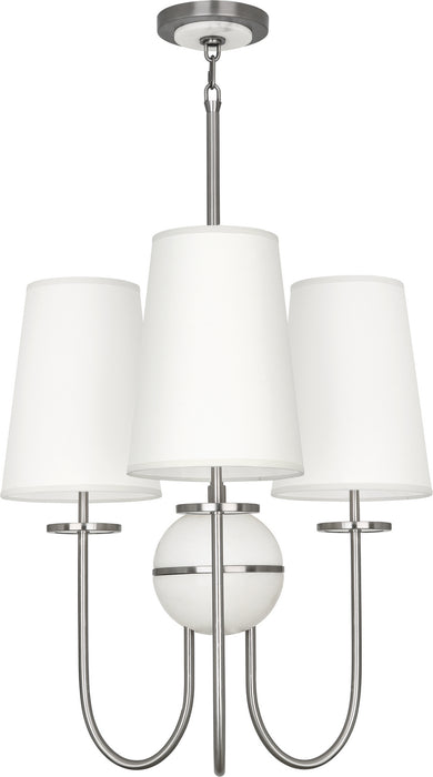 Robert Abbey 1419 Three Light Chandelier, Dark Antique Nickel w/Alabaster Stone