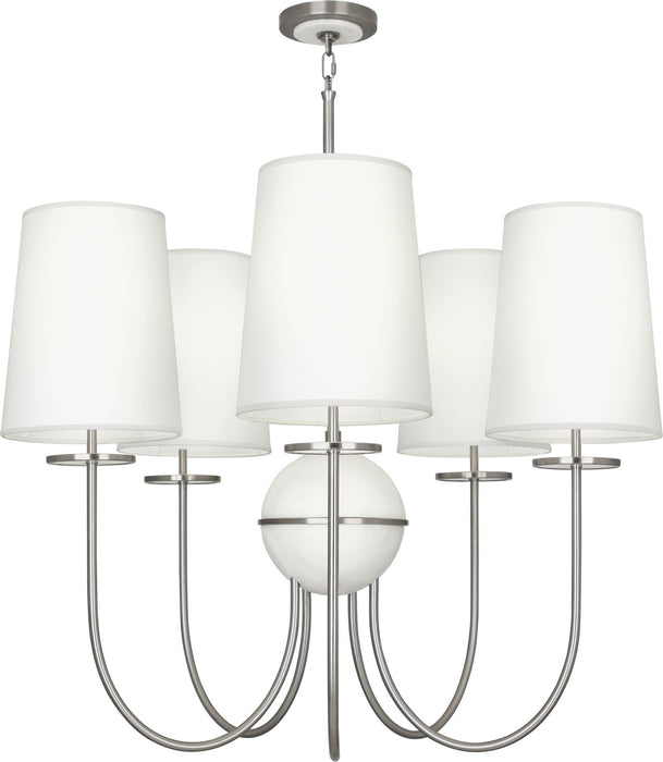 Robert Abbey 1423 Five Light Chandelier, Dark Antique Nickel w/Alabaster Stone