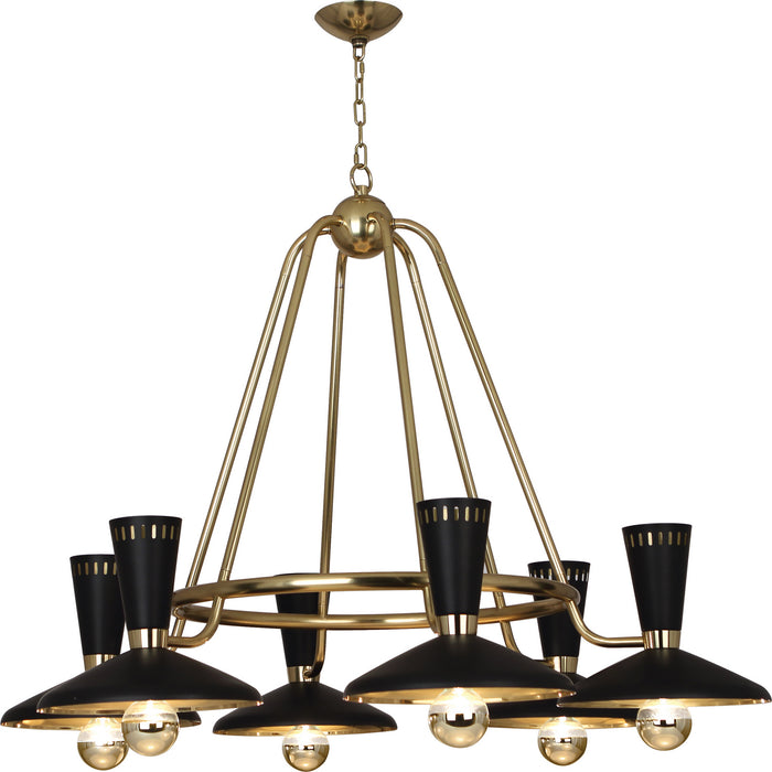 Robert Abbey 565 Six Light Chandelier, Modern Brass