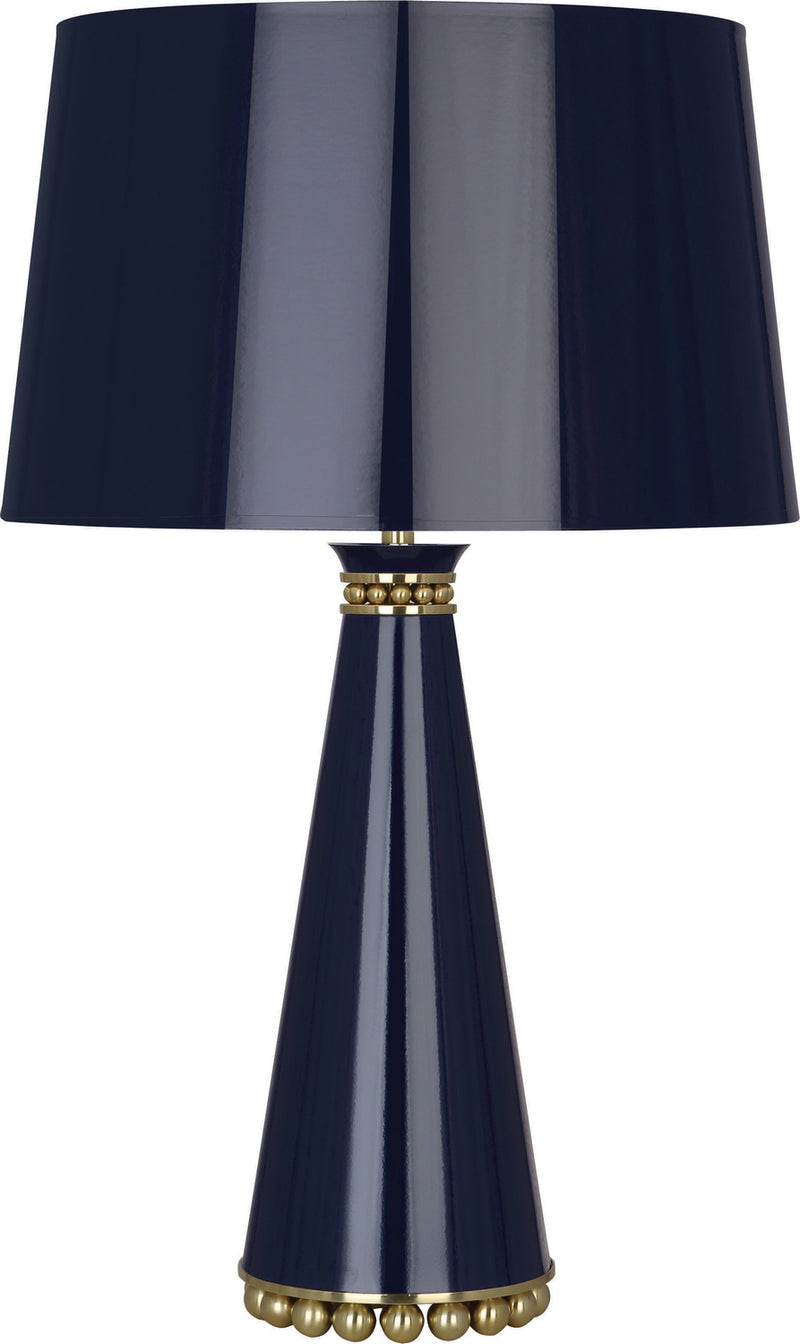 Robert Abbey MB44 One Light Table Lamp, Midnight Blue Lacquered Paint w/Modern Brass