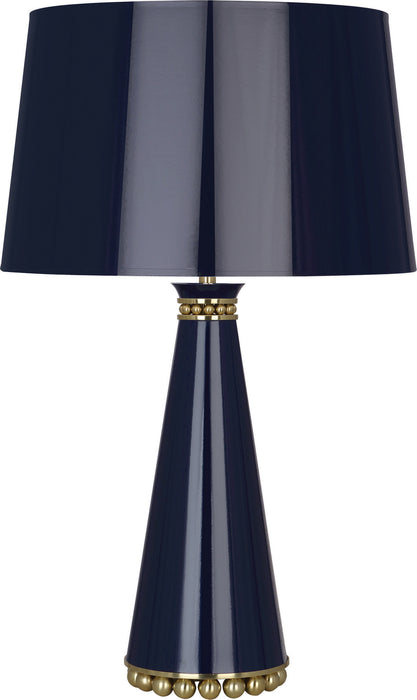Robert Abbey MB44 One Light Table Lamp, Midnight Blue Lacquered Paint w/Modern Brass