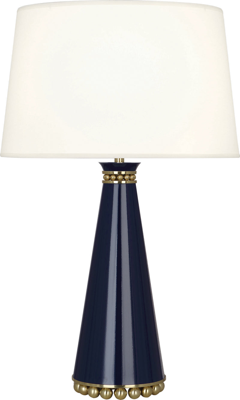 Robert Abbey MB44X One Light Table Lamp, Midnight Blue Lacquered Paint w/Modern Brass