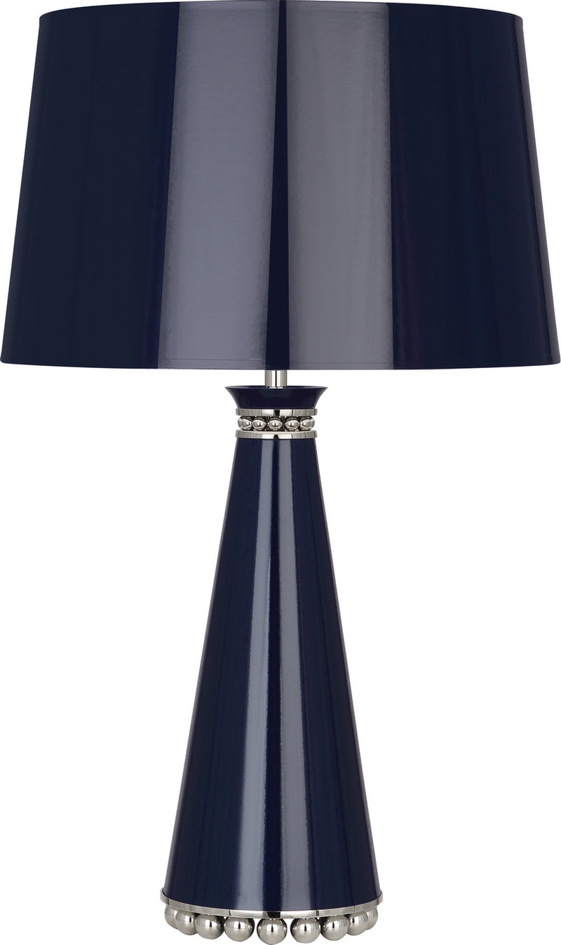 Robert Abbey MB45 One Light Table Lamp, Midnight Blue Lacquered Paint w/Polished Nickel