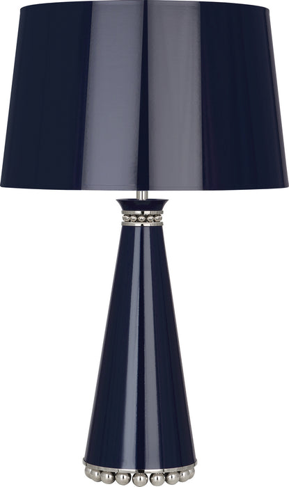 Robert Abbey MB45 One Light Table Lamp, Midnight Blue Lacquered Paint w/Polished Nickel