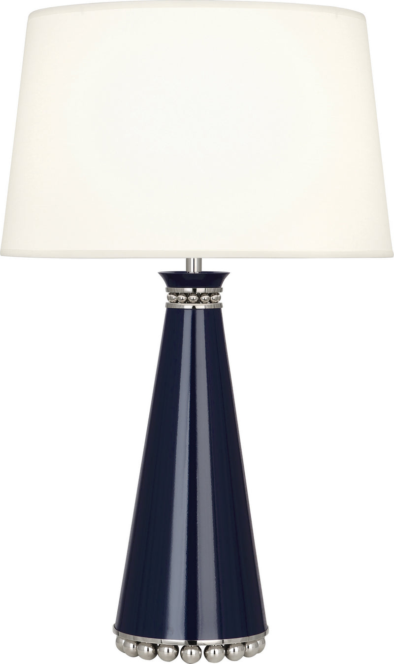 Robert Abbey MB45X One Light Table Lamp, Midnight Blue Lacquered Paint w/Polished Nickel