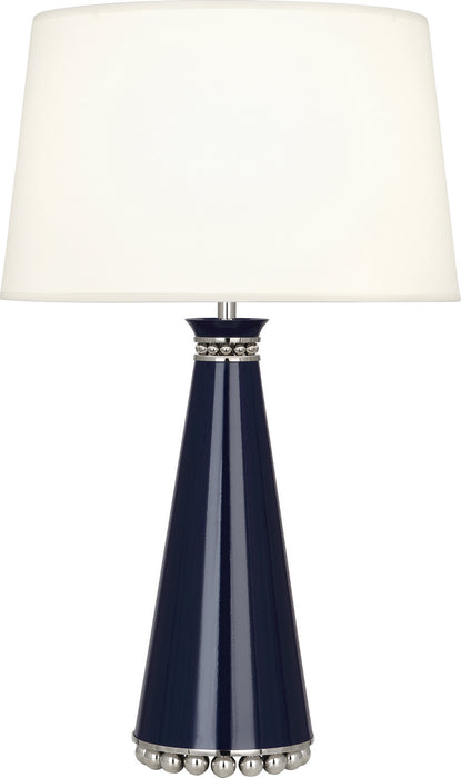 Robert Abbey MB45X One Light Table Lamp, Midnight Blue Lacquered Paint w/Polished Nickel