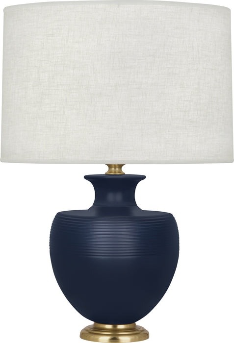 Robert Abbey MMB21 One Light Table Lamp, Matte Midnght Blue Ceramic w/Modern Brass