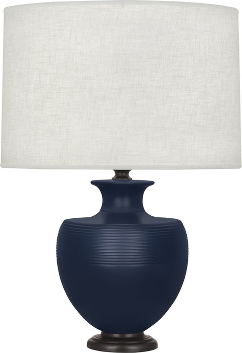 Robert Abbey MMB22 One Light Table Lamp, Matte Midnight Blue Glazed Ceramic/Deep Patina Bronze