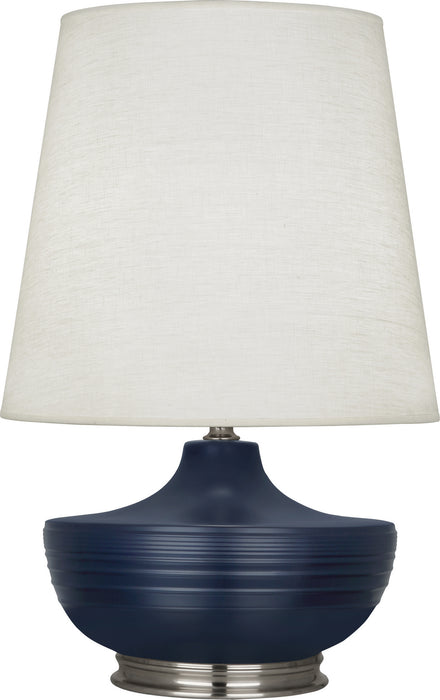 Robert Abbey MMB23 One Light Table Lamp, Matte Midnight Blue Glazed Ceramic/Dark Antique Nickel