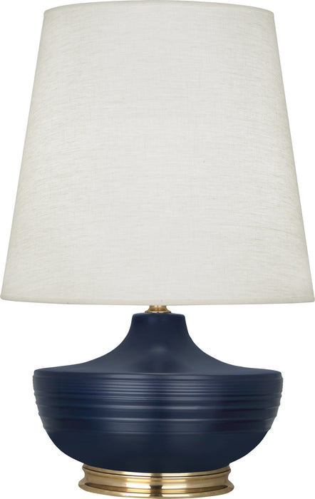 Robert Abbey MMB24 One Light Table Lamp, Matte Midnight Blue Glazed Ceramic/Modern Brass