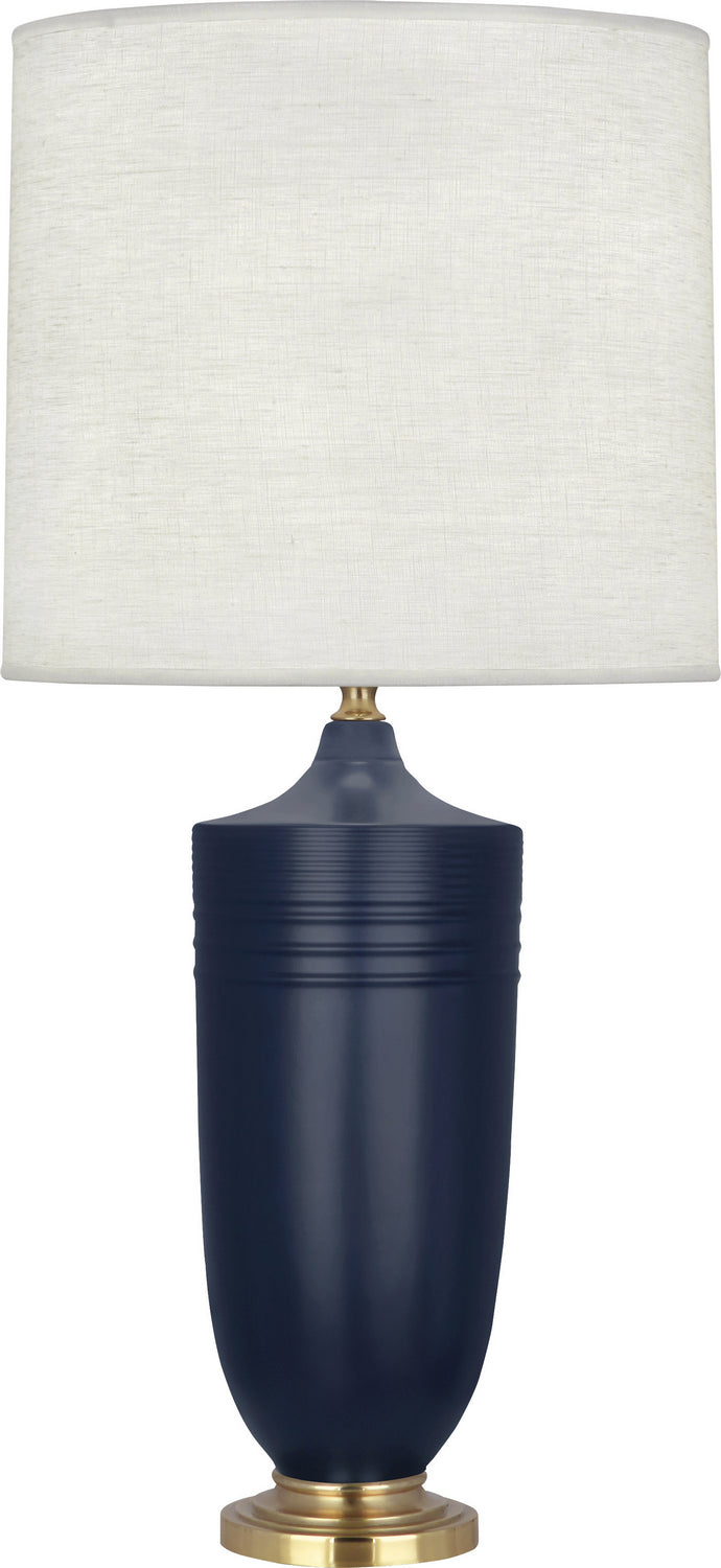 Robert Abbey MMB27 One Light Table Lamp, Matte Midnight Blue Glazed Ceramic/Modern Brass