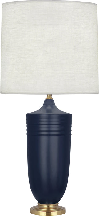 Robert Abbey MMB27 One Light Table Lamp, Matte Midnight Blue Glazed Ceramic/Modern Brass