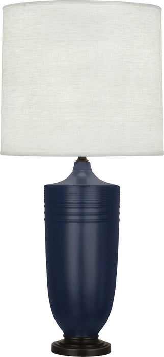 Robert Abbey MMB28 One Light Table Lamp, Matte Midnight Blue Glazed Ceramic/Deep Patina Bronze