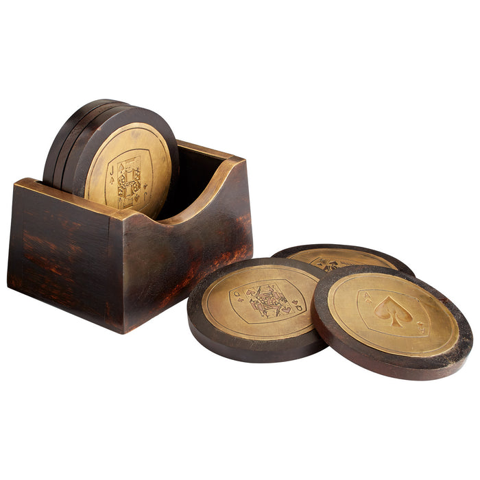 Cyan 08017 Coasters, Black And Brass