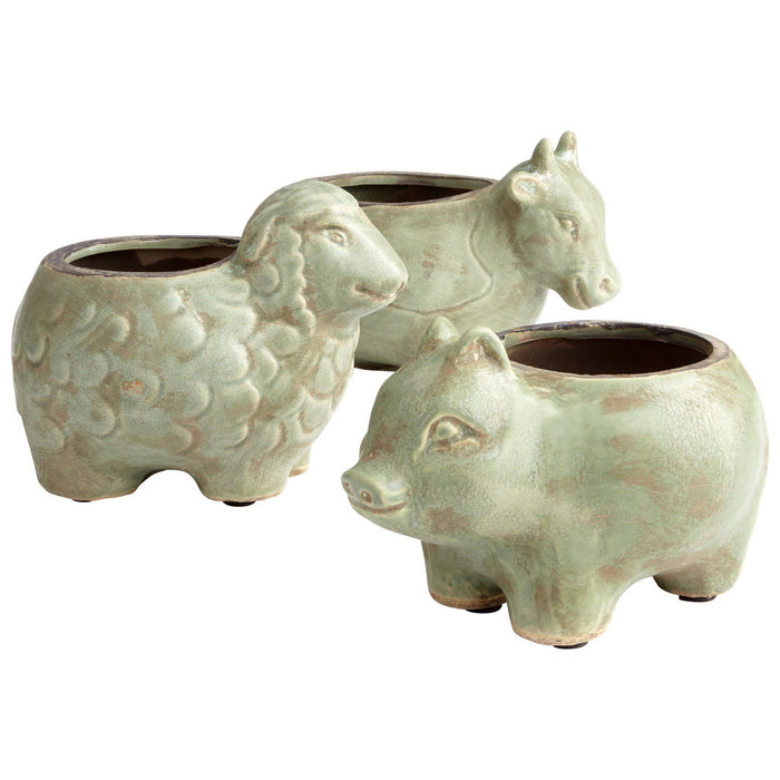 Cyan 08763 Planter, Green Glaze