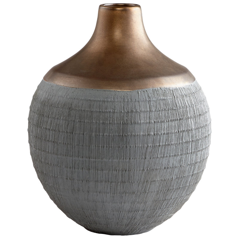 Cyan 09004 Vase, Charcoal Grey And Bronze