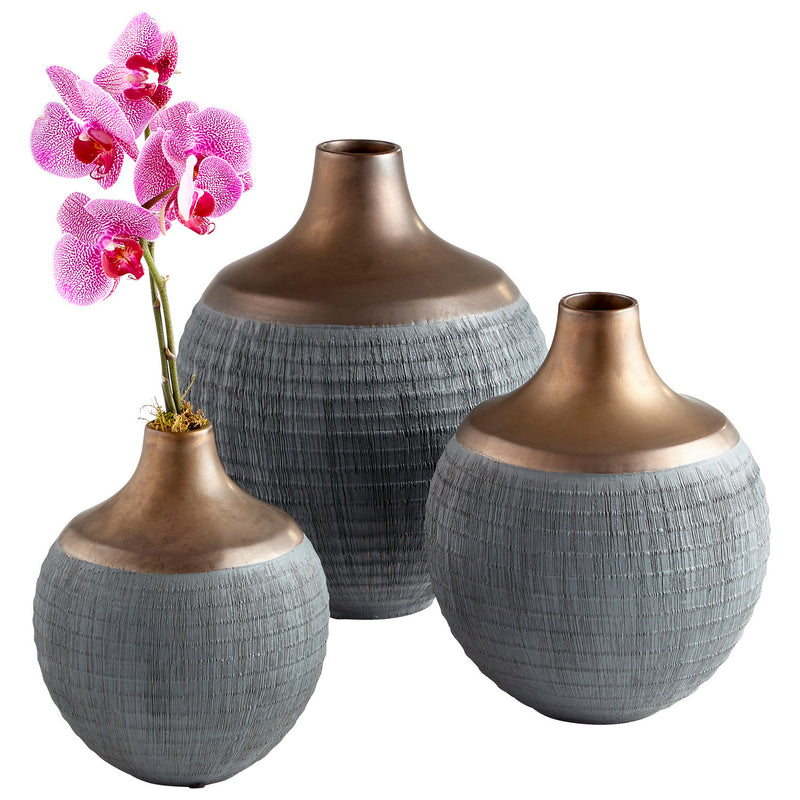 Cyan 09006 Vase, Charcoal Grey And Bronze