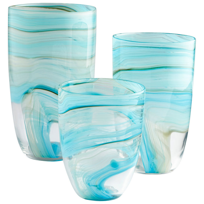 Cyan 09451 Vase, Sky Blue And White
