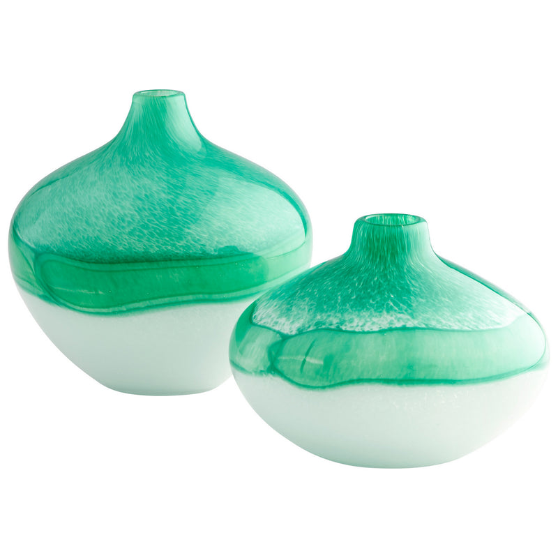 Cyan 09519 Vase, Turquoise/White