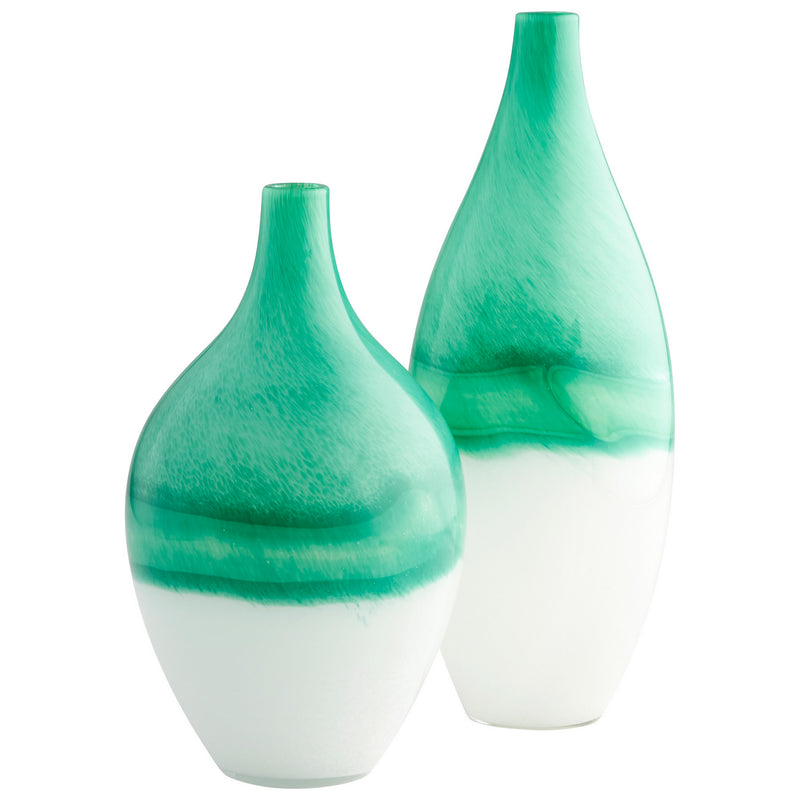 Cyan 09522 Vase, Turquoise/White
